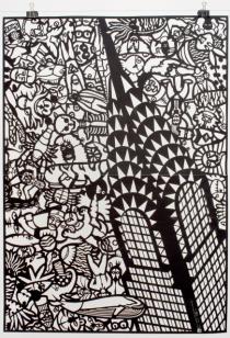 Terremoto nel centro di Tokio, 2010 - 140x180cm. - Cartoncino ritagliato-ridottaweb.jpg