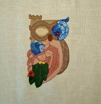 ricamo ispirato al disegno di una moneta del Museo Bottacin di Padova