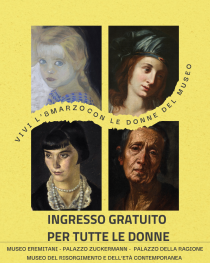 Locandina per la promozione dell'ingresso gratuito per le donne ai musei civici di Padova alle donne l'8 marzo