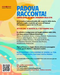 Locandina del campus estivo Padova racconta! ai Musei Civici di Padova Locandina del campus estivo Padova racconta! ai Musei Civici di Padova