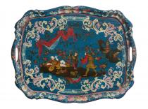 Vassoio in legno di cirmolo laccato a chinoiserie Terzo quarto del XVIII secolo