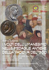 Locandina della conferenza "I volti dell'Umanesimo nelle medaglie antiche della Padova del '300"