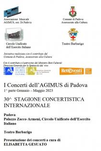I concerti dell'AGIMUS di Padova. XXX Stagione Concertistica Internazionale 2023-Ia parte