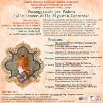 Locandina degli itinerari Passeggiando per Padova sulle tracce della Signoria Carrarese 2026